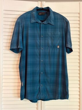 Mammut Blue Plaid Button Down Short Sleeve Shirt Large L